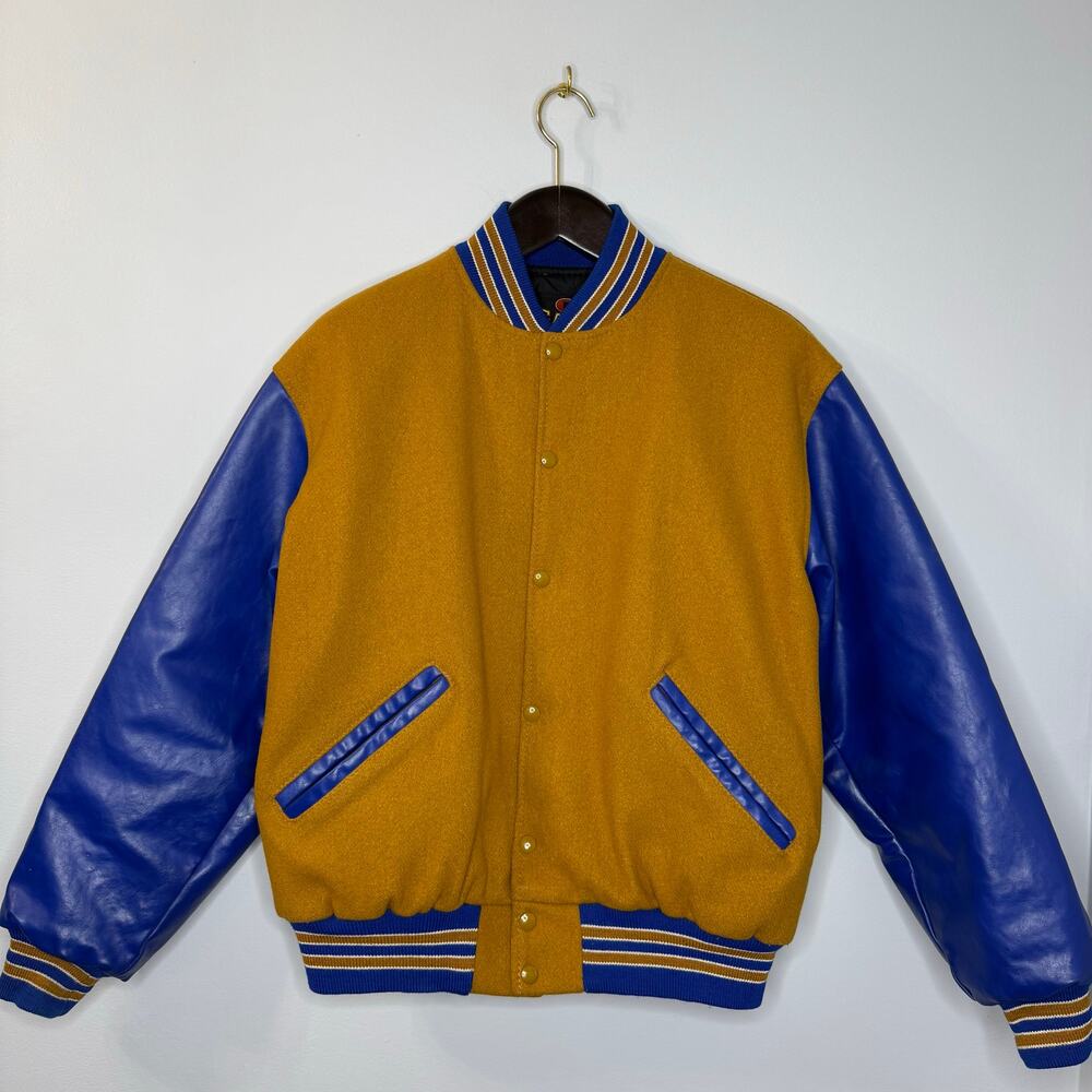 Vtg Varsity Letterman Jacket Game Sportswear Leather & Wool Men's L